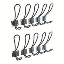 10 Pack Rustic Coat Hooks with 50Pcs Metal Screws, Black Vintage Wall Mounted