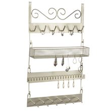 MyGift 4-Tier Brass-Tone Metal Wall Hanging Jewelry Organizer Rack