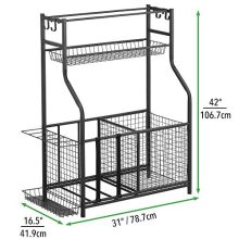 mDesign Metal Heavy Duty Sports Storage Rack with Top Shelf - Holds Basketballs