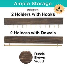 Large Wall Mounted Jewelry Organizer with Hooks & Dowels – Rustic Shabby Chic Display for Rings, Earrings, Necklaces & Bracelets