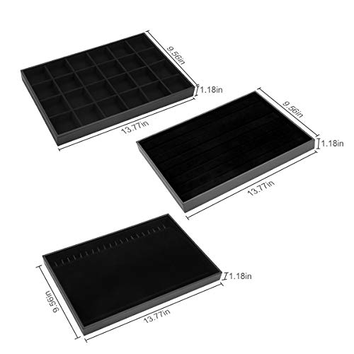 TekkPerry Stackable Velvet Jewelry Trays Organizer,Jewelry Trays for Drawers