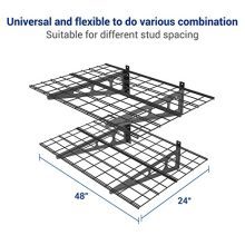 FLEXIMOUNTS 2' x 4' Black 2-Pack 2x4ft 24-inch-by-48-inch Wall Shelf Garage