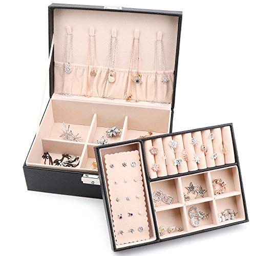 Allinside Jewelry Box Organizer, 2-Layer PU Leather Jewelry Storage Case