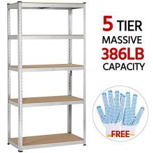Topeakmart Silver Adjustable 5 Tier Commercial Industrial Racking Garage Shelving