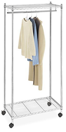 Whitmor Supreme Garment Rack - Double Shelf Rolling Clothes Organizer