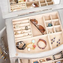 Stylish Hives and Honey Natalie Jewelry Armoire - Vintage Silver with Hidden Storage