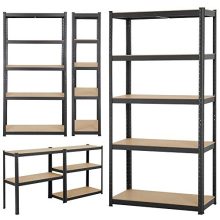 Yaheetech Black 5-Shelf Steel Shelving Unit Storage Rack Adjustable Garage Shelves