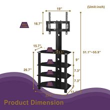 BBEN 4-Tiers Media Component Floor TV Stand with Swivel Mount Audio Shelf