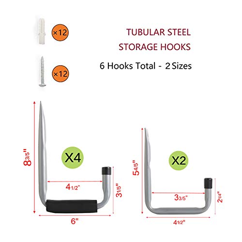 Heavy Duty Arm Garage Storage/Utility Hooks with EVA Protector by Ihometech