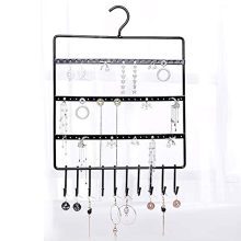 lemonadeus Jewelry Hooks Storage Hanging Organizer,Earring Holder Necklace Jewelry Display Stand (Space Saver) Hanging Jewelry, Rings, Necklaces, Bracelets (10 hooks/64hooks) (Black（72holes10hooks）)