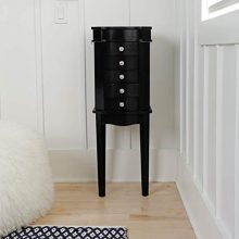 Hives & Honey Erin Jewelry Armoire with Mirror Wood Box Storage Chest Cabinet Organizer, Black