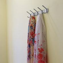 Brushed Nickel Stainless Steel Hook Rack - Durable and Stylish Wall-Mounted Utility Hanger for Home Organization