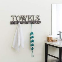 MyGift Torched Wood 5 Dual-Hook Towel Hanging Rack