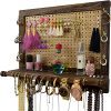 Large Wall Mounted Rustic Jewelry Organizer | Premium Decorative Mesh &Grooved Shelf Rack | Wall Hanging Jewelry Organizers | Best Christmas, Birthday Gifts Ideas for Her ( Wife, Girlfriend, Mom )