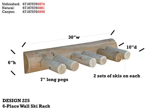 6 Place Wall Ski Rack, Canyon Brown