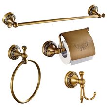 AUSWIND Antique Brass Bathroom Accessories Set Wall Mounted 4-Piece
