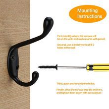 Veteble Coat Hooks, Double Prong Modern Wall Mounted Wall Hooks