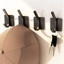 XIGOO Black Adhesive Hooks - Office Hook Hanging Key Bathroom Towel Hooks