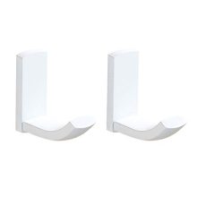 BATHSIR Brass Square White Towel Hook Set of 2,Robe Coat Hanger Wall Mounted