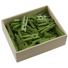 JAM PAPER Wood Clip Clothespins - Medium - 1 1/8 Inch - Green - 50 Clothes Pins/Pack