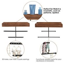 FTLL Hanging Jewelry Organizer Wall Mounted 2 Pack, Rustic Makeup Organizer