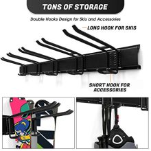 Odoland Ski Rack, 5 Pairs of Ski Snowboard Rack Wall Mount, Home and Garage Ski