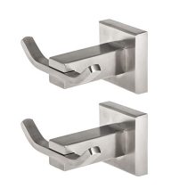 HOMEIDEAS 2 Pack Bathroom Double Robe Hook Lavatory Bath Towel Hook Coat