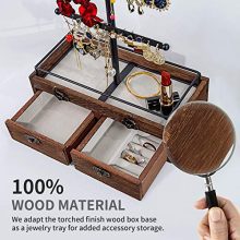 Biewoos Jewelry Organizer Storage Box with Wooden Drawer, 3 Tier Jewelry Stand