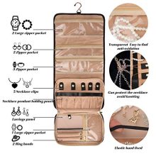 Travel Jewelry Organizer Roll with Zipper Pockets