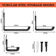 eletecpro Garage Wall Hooks Steel Multi-Size Extended U-Hook