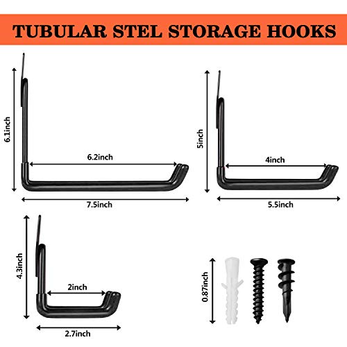 eletecpro Garage Wall Hooks Steel Multi-Size Extended U-Hook
