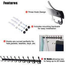 Dseap Wall Mounted Coat Rack - 10 Tri Hooks, 37-5/8" Long