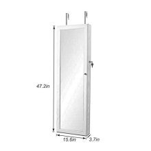 sogesfurniture Lockable Floor Standing Wooden Jewelry Cabinet Mirror Cabinet