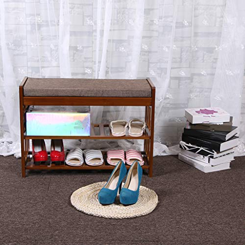JHFUH Change Shoe Bench, Shoe Change Stool Natural Bamboo Shoe Rack