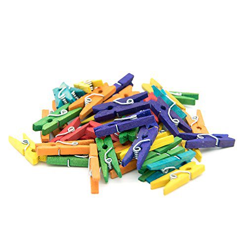 Ram-Pro Mini Colored Clothes 50 Pins - Little clothespins Natural Clothespins Craft Boutique Wooden Pins, Wooden Clothespins Photo Paper Peg Pin for Wood Crafts Small clothespins