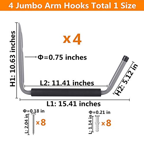 Heavy Duty Garage Indoor Kayak Storage Hooks Hanger, Wall Mounted