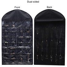 homepa Hanging Jewelry Organizer with Pockets and 18 Hook & Loops, Closet Storage for Jewelry, Makeup, Bracelets, Earrings, Hair Accessories, Necklaces
