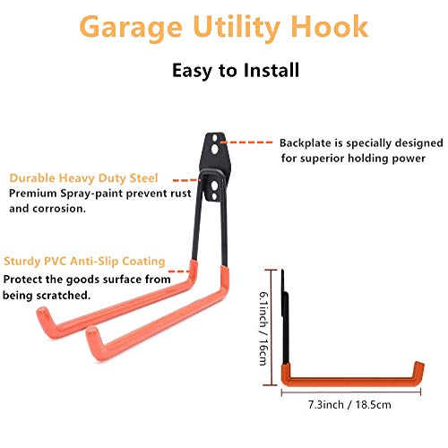 Garage Storage Utility Hooks - Premium Steel - Heavy Duty for Organizing