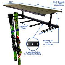 StoreYourBoard Ski Wall Rack and Storage Shelf, Holds 10 Pairs, Ski Wall Mount