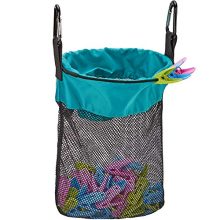 HOMEST Mesh Clothespin Bag, Hanging Clothes Pin Bag with Drawstring, Storage Organizer with Hook, Machine Washable, Sky Blue, (Patent Pending)