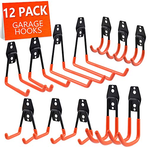 Smaid garage hooks, 12-pack garage storage hooks & hangers, heavy duty wall