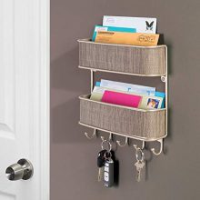 mDesign Wall Mount Metal Woven Mail Organizer Storage Basket