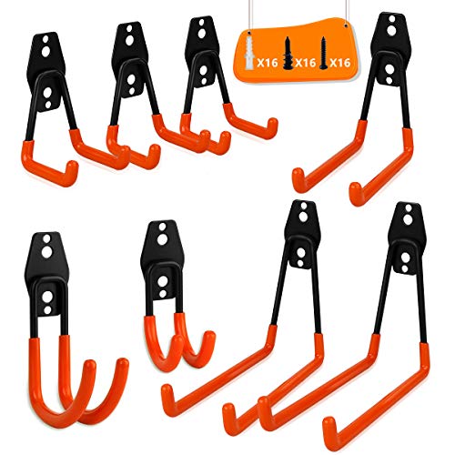 Garage Storage Utility Double Hooks, WOHOME 8-Pack Heavy Duty Wall Hooks