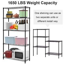 5 Tier Storage Shelves Metal Wire Shelving Unit Height Adjustable NSF Heavy Duty Garage Shelving Commercial Grade Utility Shelf Rack for Restaurant Basement Garage Kitchen