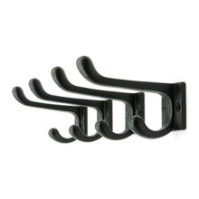 Vintage Cast Iron Wall Hooks (Black Texture Finish, Set of 4) - Rustic