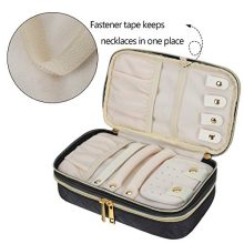 Teamoy Double Layer Jewelry Organizer, Quilted Jewelry Travel Case for Rings