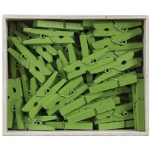 JAM PAPER Wood Clip Clothespins - Medium - 1 1/8 Inch - Green - 50 Clothes