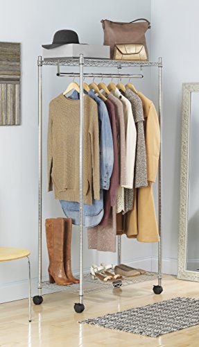 Whitmor Supreme Garment Rack - Double Shelf Rolling Clothes Organizer