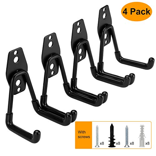Steel Garage Storage Utility Double Hooks, Heavy Duty Hangers Wall Mount