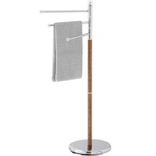 MyGift 40-Inch Freestanding Stainless Steel 3-Swivel Arm Towel Holder Storage Rack